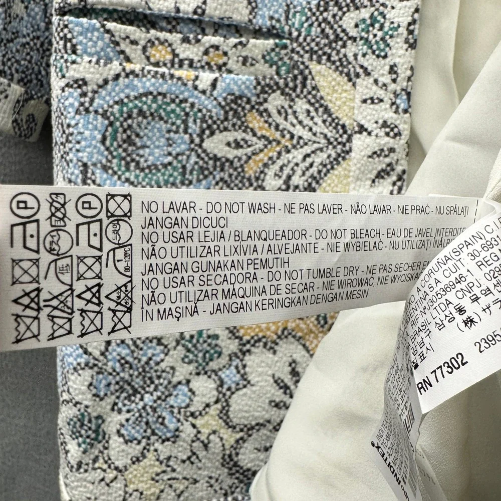 Zara Basic Jacket Womens‎ Small Open Floral Jacquard Pixelated Multicolor Boho
